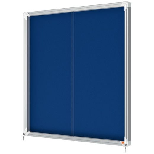 Vitrine NOBO Premium Plus com fundo de feltro porta deslizante 12xA4 folhas, azul