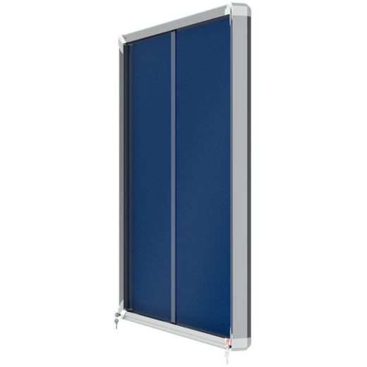Vitrine NOBO Premium Plus com fundo de feltro porta deslizante 12xA4 folhas, azul