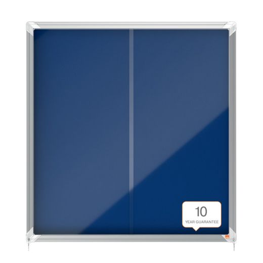 Vitrine NOBO Premium Plus com fundo de feltro porta deslizante 12xA4 folhas, azul