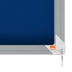 NOBO Premium Plus Vitrine mit Schiebetür Filzboden 8xA4 Blatt, blau
