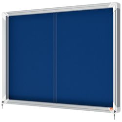NOBO Premium Plus Vitrine mit Schiebetür Filzboden 8xA4 Blatt, blau