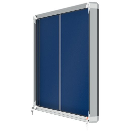 NOBO Premium Plus Vitrine mit Schiebetür Filzboden 8xA4 Blatt, blau