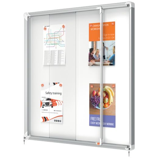 Vitrine NOBO Premium Plus com fundo magnético de porta deslizante 12 x folhas A4