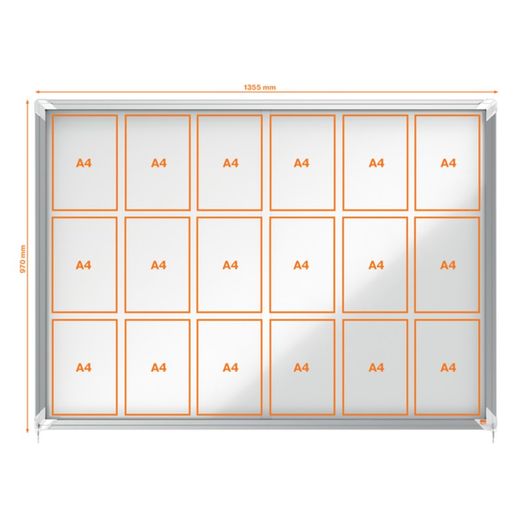 Vitrine NOBO Premium Plus com fundo magnético de porta deslizante 18 x folhas A4