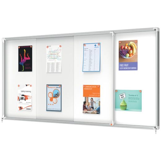 Vitrine NOBO Premium Plus com fundo magnético de porta deslizante 27 x folhas A4