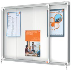 Vitrine NOBO Premium Plus com fundo magnético de porta deslizante 8 x folhas A4