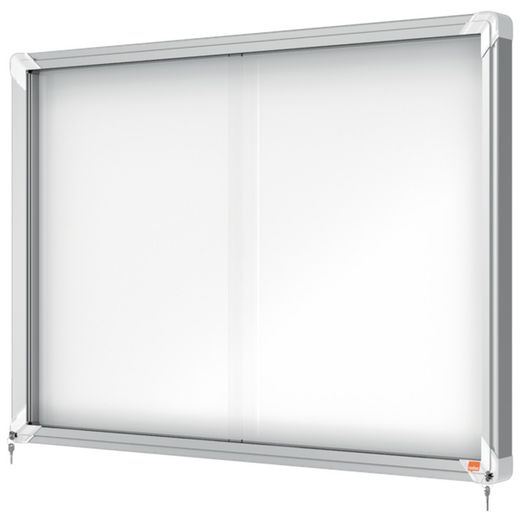 Vitrine NOBO Premium Plus com fundo magnético de porta deslizante 8 x folhas A4