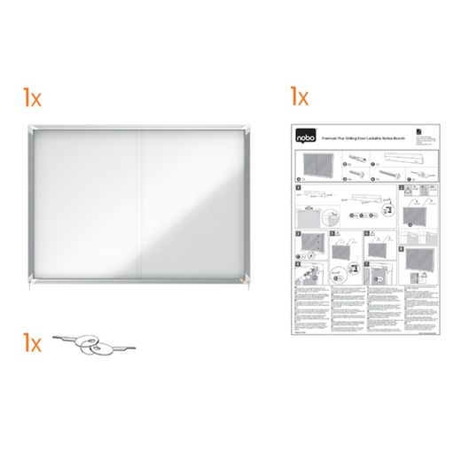 Vitrine NOBO Premium Plus com fundo magnético de porta deslizante 8 x folhas A4